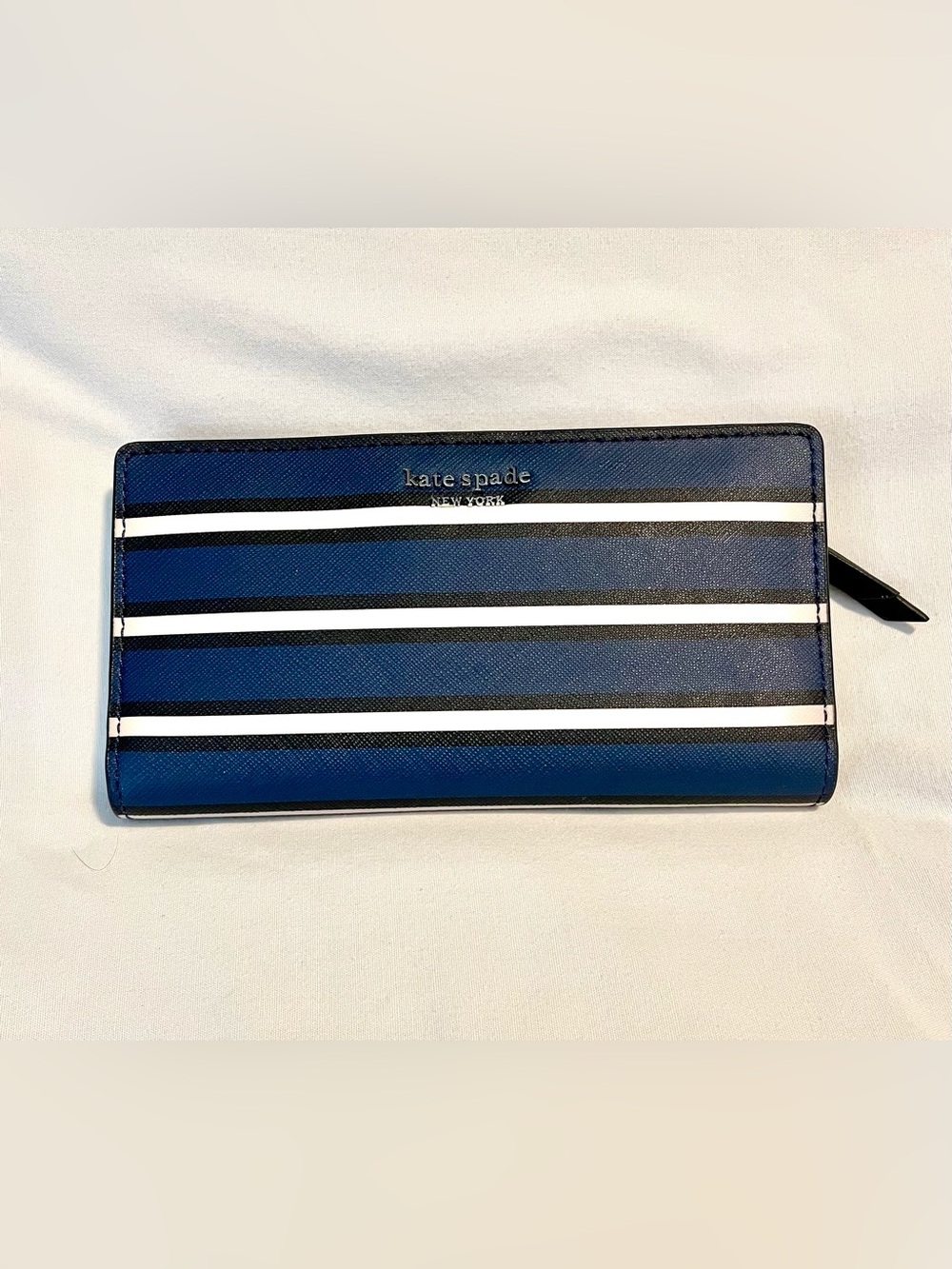 *NWOT* Kate Spade*New York Cameron Continental Wallet- Lrg Navy/Cream Stripe Zip